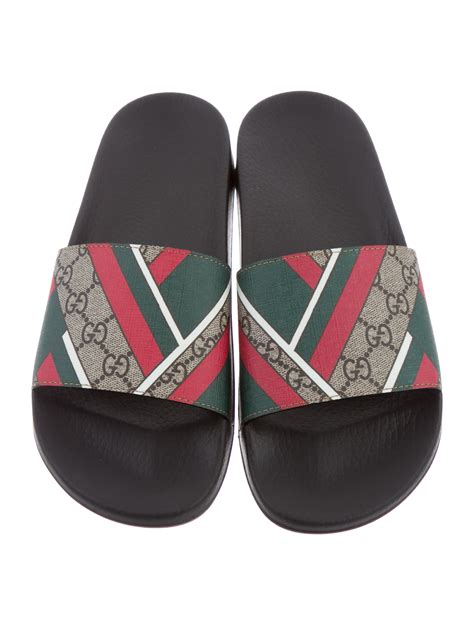 gucci linen fabric slides|gucci slide sandals.